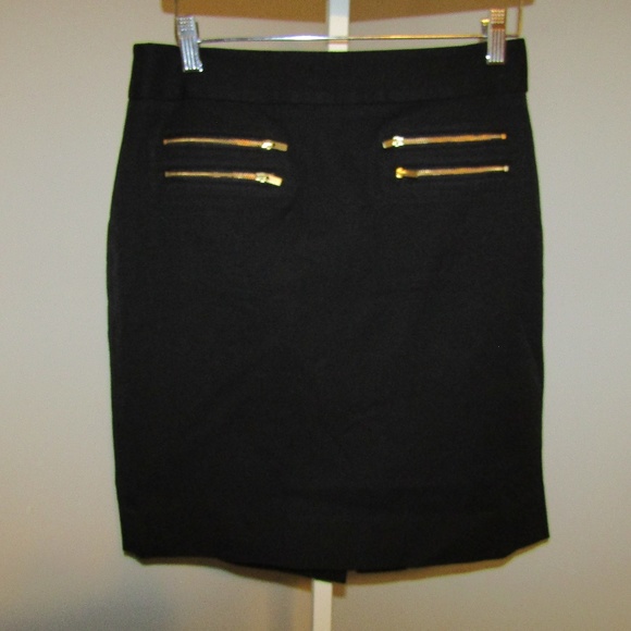 Banana Republic Black Gold Zippers Size 4 Skirt - Picture 5 of 8